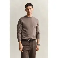 Gant para homem. 8030761 Suéter de gola redonda castanho (S), Marrom, Casual, Algodão