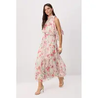 Trendyol Vestido creme / verde claro / cor-de-rosa / vermelho claro