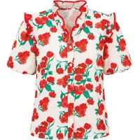 Mymo Blusa bege / verde / vermelho