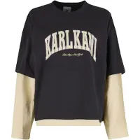 Karl kani Camisa 'College' camurça / preto / branco