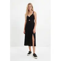 Desigual , Vestido midi bordados, AlgodÃO, Preto, XL