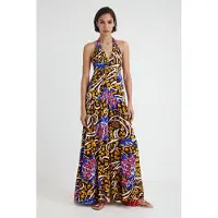 Desigual , Vestido comprido halter Stella Jean, Viscose, Amarelo, M