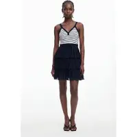 Desigual , Vestido combinado com saia plissada, Azul, XS