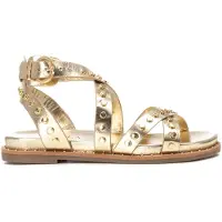 Carmela para mulher. 16239303-ORO Sandálias de Couro 162393 dourado (36), Plano, Fivela, Casual