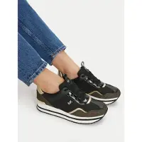 Michael Kors para mulher. 43R4RNFSCD Sapatilhas de lona com plataforma Raina preto (40), Plano, Cordão, Casual
