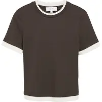 Comma Camisa castanho escuro / branco