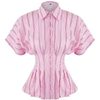 Trendyol Blusa cor-de-rosa / vermelho / branco