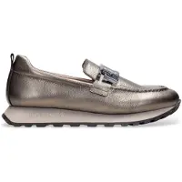 Hispanitas para mulher. HI243621 Mocassins Bolment em pele de chumbo (35), Couro, Prata, 3 a 5cm, Nenhum, Casual