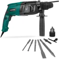 Vonroc Martelo perfurador rotativo, 800 W, da – 3 joules – SDS plus – 4 funções- Incl. mandril de perfuração com chave
