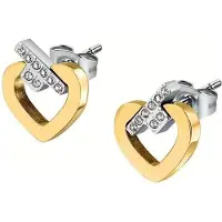 Trussardi Orecchini Bicolore Con Zirconi T-Logo Tjaxc49 — Orecchini