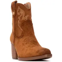 Refresh para mulher. 17301401-CAMEL Botins 173014 castanhos (35), Marrom, 3 a 5cm, Zíper, Casual