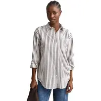 Gant para mulher. 4300239 Camisa de popelina clássica de riscas Relaxed Fit branco (44), Casual, Algodão, Manga comprida