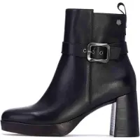 Carmela para mulher. 16253304-NEGRO Botins em pele 162533 preto (38), Couro, Plano, Zíper, Casual