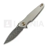Spartan Blades Navalha Pandia Damascus, Satin/Blasted Titanium & Bronze HW