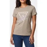 GUESS para mulher. W5YI40I3Z14 Camiseta Triângulo com pérolas bege (XS), Casual, Verde, Pele, Manga curta