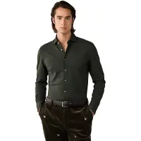 Hackett London para homem. HM3010837 Camisa Melange Piquê verde (XXL), Casual, Algodão, Manga comprida
