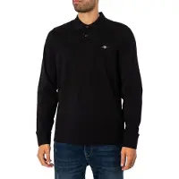 Gant para homem. 2230 Pólo Shield em piqué preto (XL), Casual, Algodão, Manga comprida