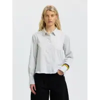 Selected Blusa 'SLWROMIE' azul / mostarda / branco
