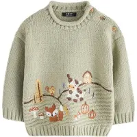 Next Pullover castanho / verde / lagosta / branco