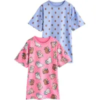 Next Camisola de pijama azul claro / castanho claro / rosa / branco