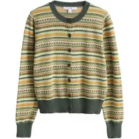 Next Casaco de malha verde / verde escuro / laranja escuro / branco