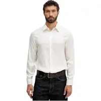 Armani Exchange para homem. XM001817AF13235F0148 Camisa de corte regular em sarja de viscose branco (M), Casual, Clássico, Viscoso, Mang