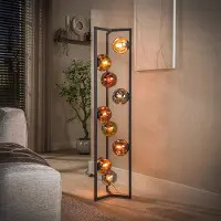 Zijlstra Candeeiro de pé Stellar, preto, vidro, 9 lâmpadas, E27, 150 cm