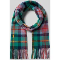 Ralph Lauren para homem. 449959354016 Cachecol de lã com franjas e xadrez verde (OSFA), Casual, Clássico