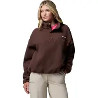 Columbia - Marcas - Helvetia II Cropped Half Snap Fleece Tobacco para Mulher - Nylon - Tamanho XL - Castanho