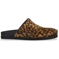 Semicouture para mulher. Y6WZ04 Sapato tipo tamanco de couro Alethea marrom (37), Plano, Nenhum, Casual, Animal print