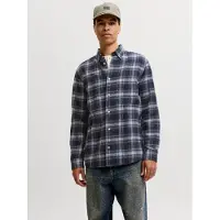 Jack & Jones Camisa 'JJEField' azul pombo / azul escuro / branco
