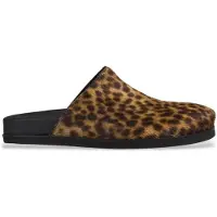 Semicouture para mulher. Y6WZ04 Sapato tipo tamanco de couro Alethea marrom (39), Plano, Nenhum, Casual, Animal print