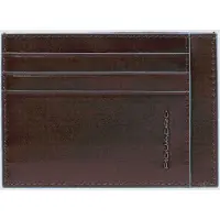 Piquadro , Porta-cartões de crédito em couro, quadrado azul, PP2762B2R, mogno, unissex