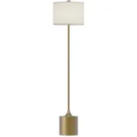 ELSTEAD Candeeiro de pé Issa, cor de marfim/dourado, 156 cm, linho/metal