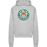 Merchcode Sweatshirt 'Stranger Things Hawkins Tigers' cinzento / verde / laranja / branco