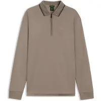 BOSS para homem. 50570010 Polo Plissé de manga longa marrom (XL), Casual, Algodão, Manga comprida