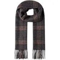 Hackett London para homem. HM0400110 Cachecol Plaid Logo cinza (OSFA), Casual, Lã, Clássico