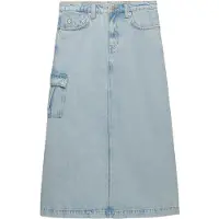 Superdry para mulher. W7210406A Saia Denim Cargo Maxi azul (XS), Casual, Algodão
