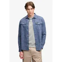 Superdry para homem. M4011186A Camisa Herringbone Workwear azul (M), Casual, Algodão, Manga comprida