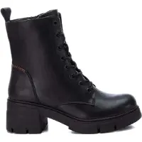Refresh para mulher. 17091901-NEGRO Botas militares pretas (38), Preto, 5 a 8cm, Cordão, Zíper, Casual, Imitação de couro
