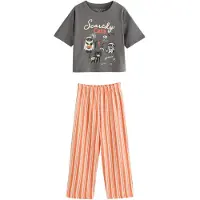 Next Pijama 'Halloween' cinzento escuro / laranja escuro / preto / offwhite