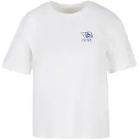 Miss Tee Camisa 'Live Slow Seashells' azul / branco