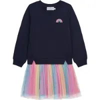 DANAMADE Vestido navy / azul claro / amarelo / rosa