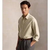 Ralph Lauren para homem. 710805564527 Camisa oxford tingida Custom Fit taupe (XXL), Casual, Algodão, Manga comprida