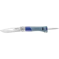 Opinel No. 09 Ocean 3261, Made For The Elements, Satin Stainless Steel, Blue Polyamide, canivete parcialmente serrilhada