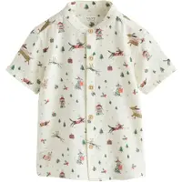 Next Camisa 'Christmas' cinzento / verde claro / vermelho / branco