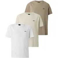 BOSS Camisa creme / castanho claro / branco