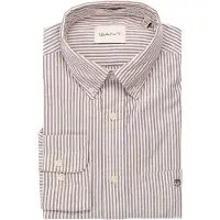 Gant para homem. 3000230 Camisa Oxford Regular Fit riscas grená (S), Casual, Algodão, Clássico, Manga comprida