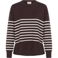 Kaffe Pullover 'Limone' castanho escuro / branco