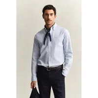 Gant para homem. 3000300 Camisa Pinpoint Regular Fit Oxford azul (S), Casual, Sapatos de Festa, Algodão, Clássico, Manga comprida, Sustentáv